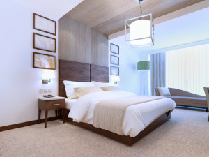 Bright interior of contemporary bedroom
